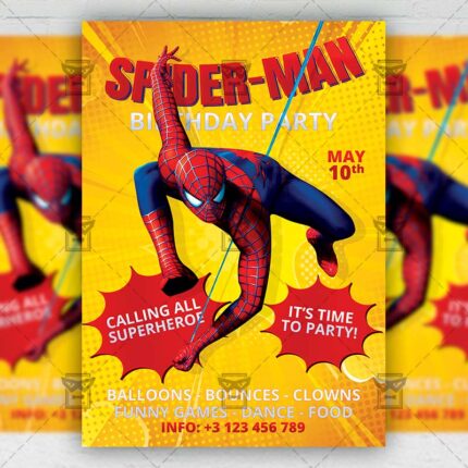 Spiderman Birthday Invitation - Flyer PSD Template | ExclusiveFlyer