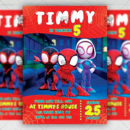 Spidey Birthday Invitation - Flyer PSD Template | ExclusiveFlyer