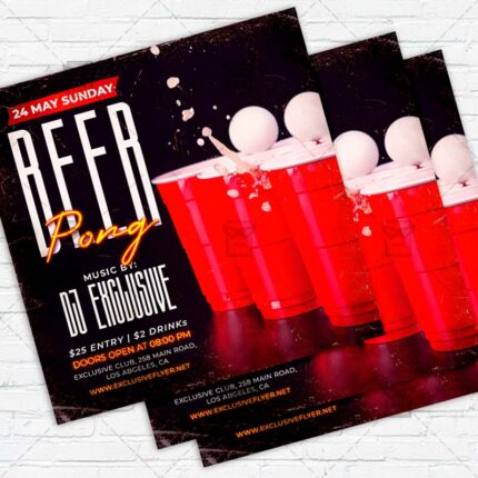 Beer Pong Night - Flyer PSD Template | ExclusiveFlyer