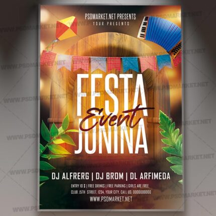 Free PSD  Festas juninas horizontal banner template in paper cut-out style