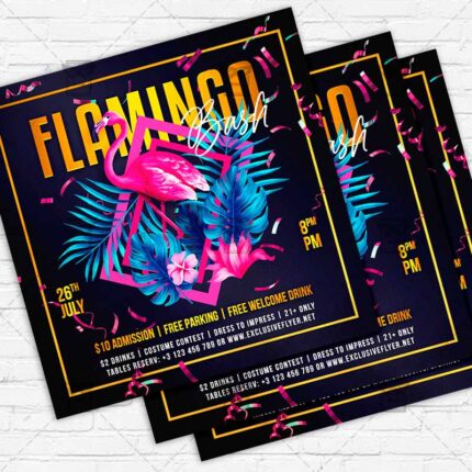Flamingo Bash - Flyer PSD Template | ExclusiveFlyer