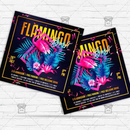 Flamingo Bash - Flyer PSD Template | ExclusiveFlyer