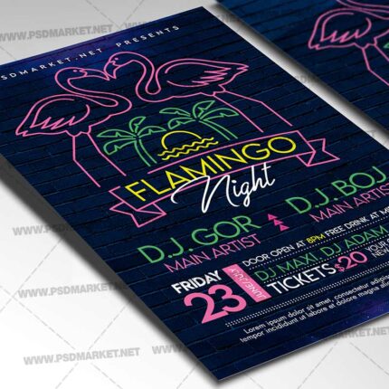 Download Flamingo Night PSD Template 2