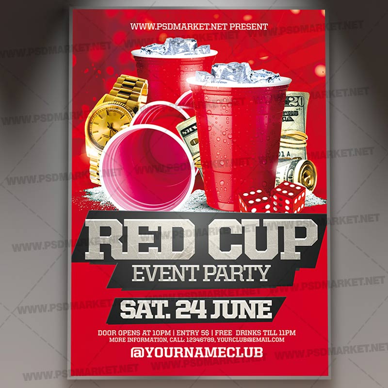 Download Red Cup Party PSD Template Flyer
