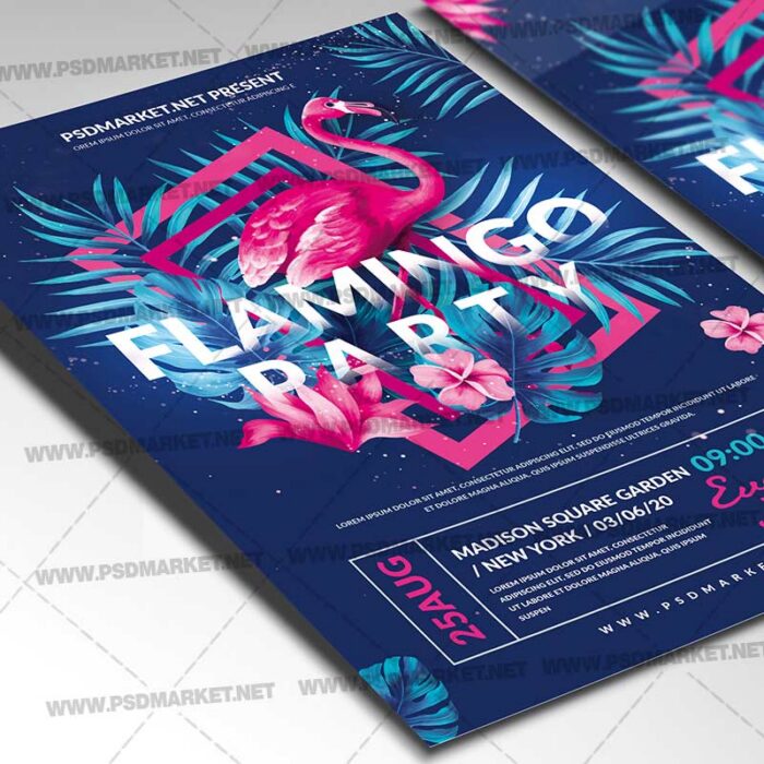 Flamingo Party Event PSD Template - PSDmarket