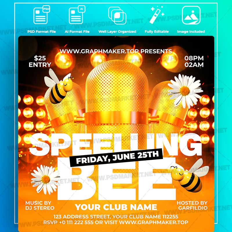 speelling-bee-party-templates-in-psd-vector.jpg Download Speelling Bee Party Templates in PSD & Vector