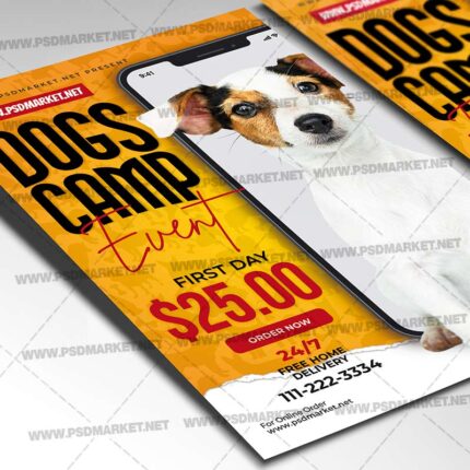 Download Dogs Camping Event PSD Template 2