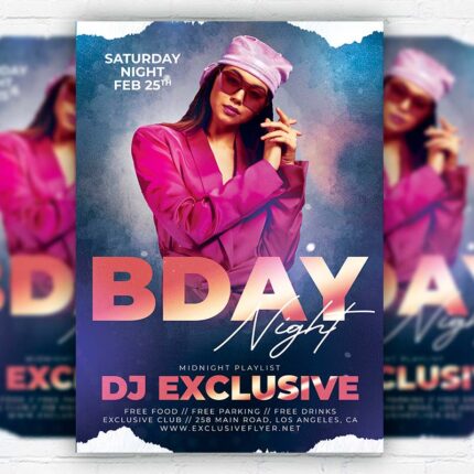 BDay Night - Flyer PSD Template | ExclusiveFlyer