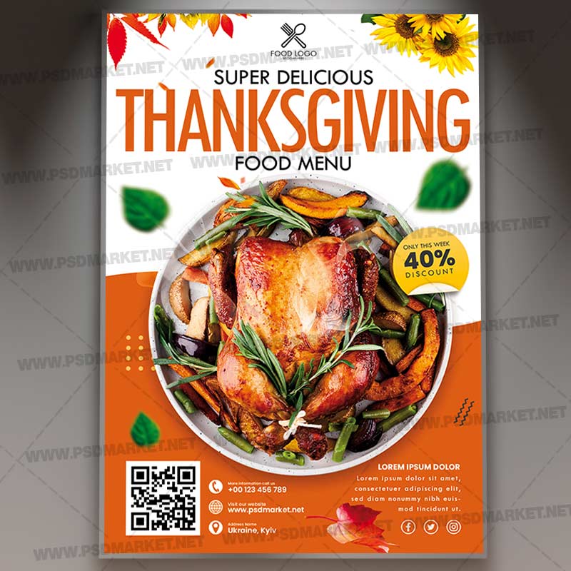 thanksgiving_menu_event_psd_template_1.jpg Thanksgiving Menu Event PSD Template - Image 1