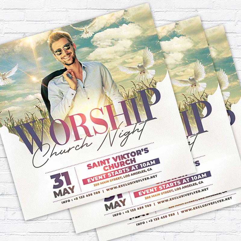 Worship Church - Flyer PSD Template | ExclusiveFlyer