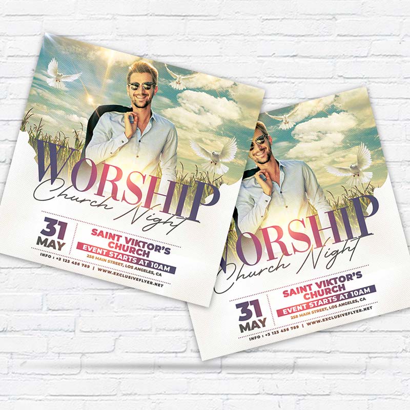 Worship Church - Flyer PSD Template | ExclusiveFlyer