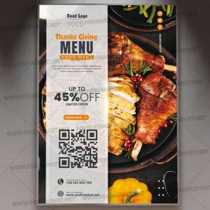Download Thanksgiving Menu 2023 PSD Template 1