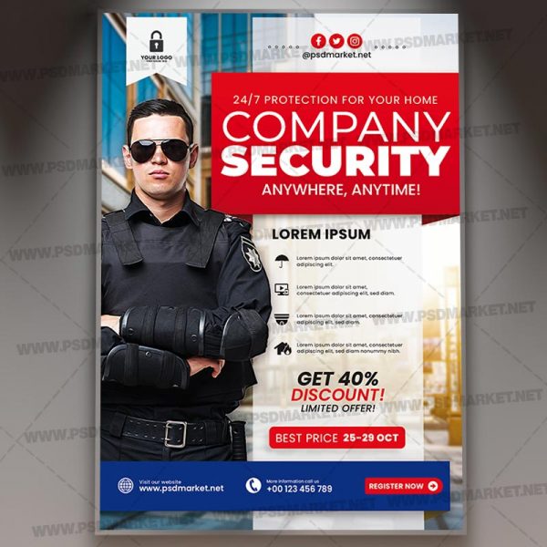 Security Services Card Printable PSD Template | PSDmarket