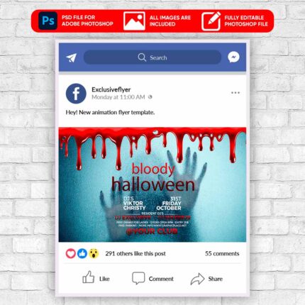 Bloody Halloween Animated Flyer PSD Template
