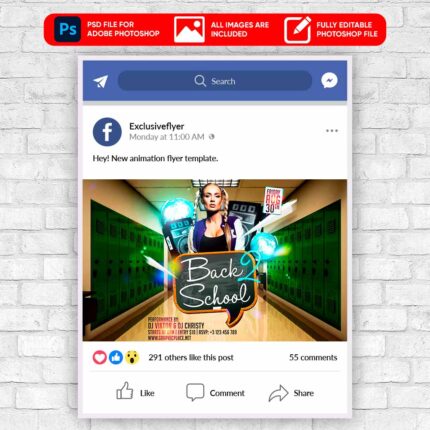 Back to School Party Animated Flyer PSD Template