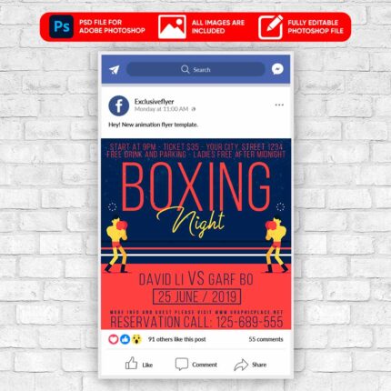 Boxing Night Animated Flyer PSD Template