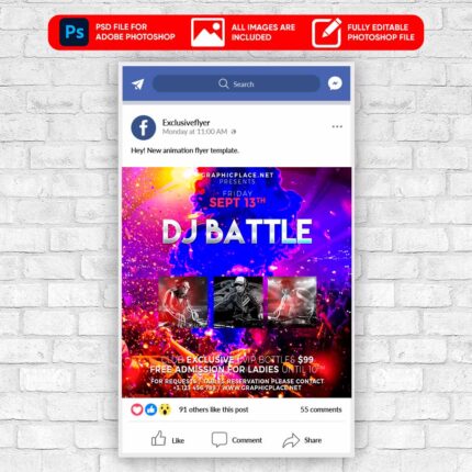 Dj Battle Night Animated Flyer PSD Template