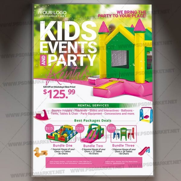 Event Party Rentals Card Printable Template Flyer | PSDmarket