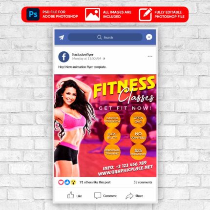 Fitness Classes Animated Flyer PSD Template