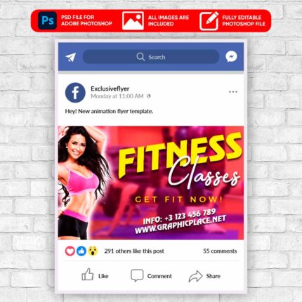 Fitness Classes Animated Flyer PSD Template
