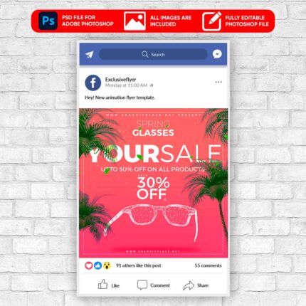 Glasses Sale Animated Flyer PSD Template
