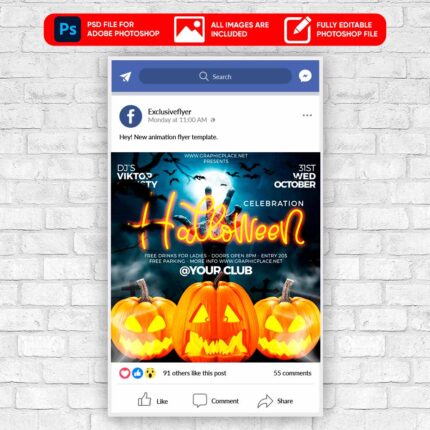 Halloween Celebration Animated Flyer PSD Template