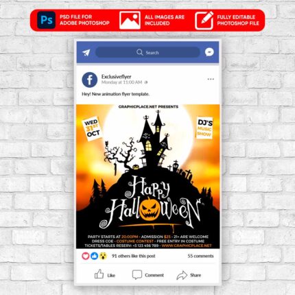 Happy Halloween Animated Flyer PSD Template