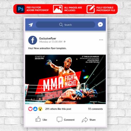 MMA Fight Animated Flyer PSD Template