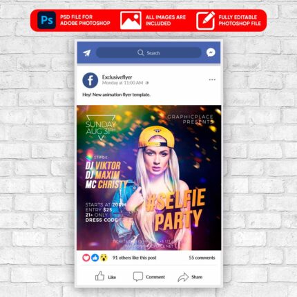 Selfie Party Animated Flyer PSD Template