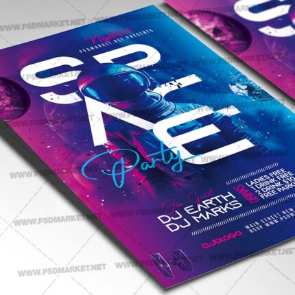 Download Space Party Night PSD Template 2
