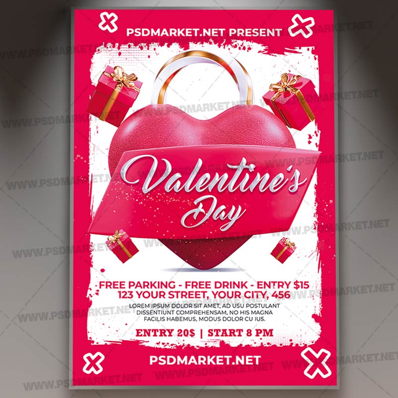 Valentines Day Card Printable Template Flyer PSD PSDmarket