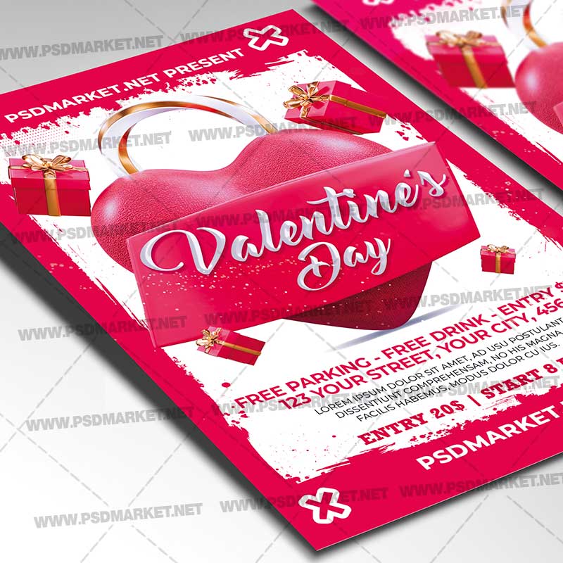 Valentines Day Card Printable Template Flyer PSD PSDmarket