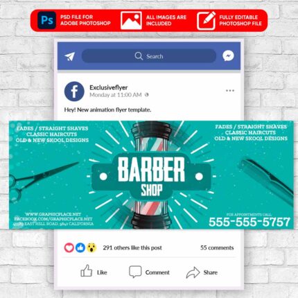 Barber Shop Animated Flyer PSD Template