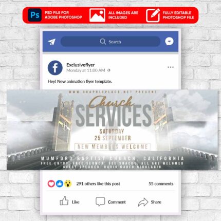 Church Services Animated Flyer PSD Template