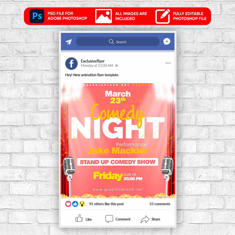 comedy-night-animated-flyer-psd-template-1.jpg Comedy Night - Animated Flyer PSD Template - Image 1