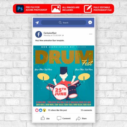 Drum Fest Animated Flyer PSD Template