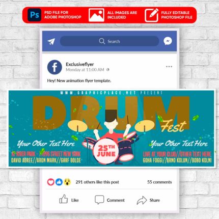 Drum Fest Animated Flyer PSD Template