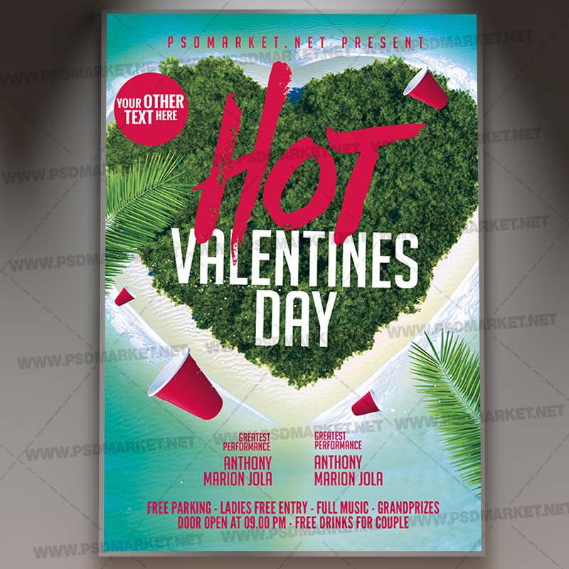 Hot Valentines Day Card Printable Template Flyer PSD PSDmarket