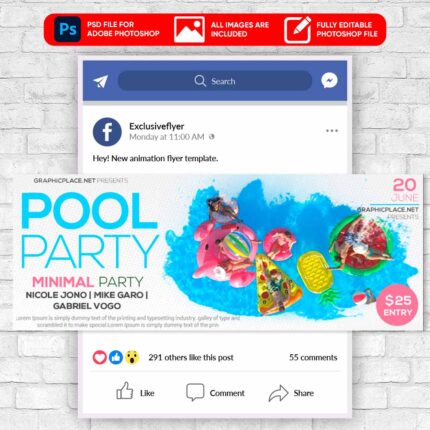 Pool Party Animated Flyer PSD Template
