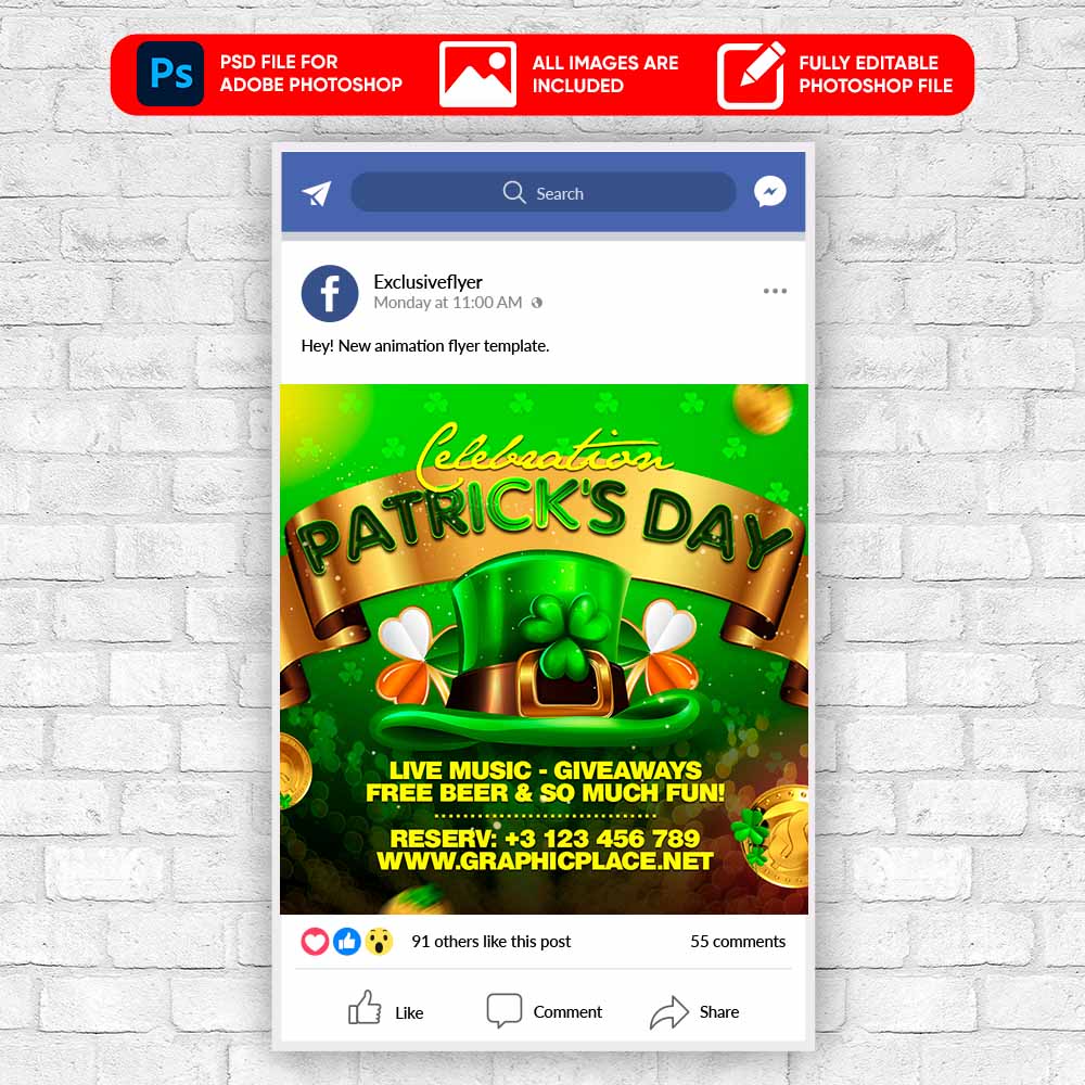 saint-patricks-day-animated-flyer-psd-template-1.jpg Saint Patricks Day Celebration - Animated Flyer PSD Template - Image 1