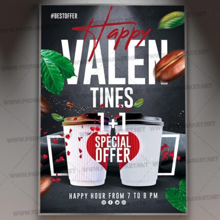 Download Valentines Coffee Card Printable Template 1