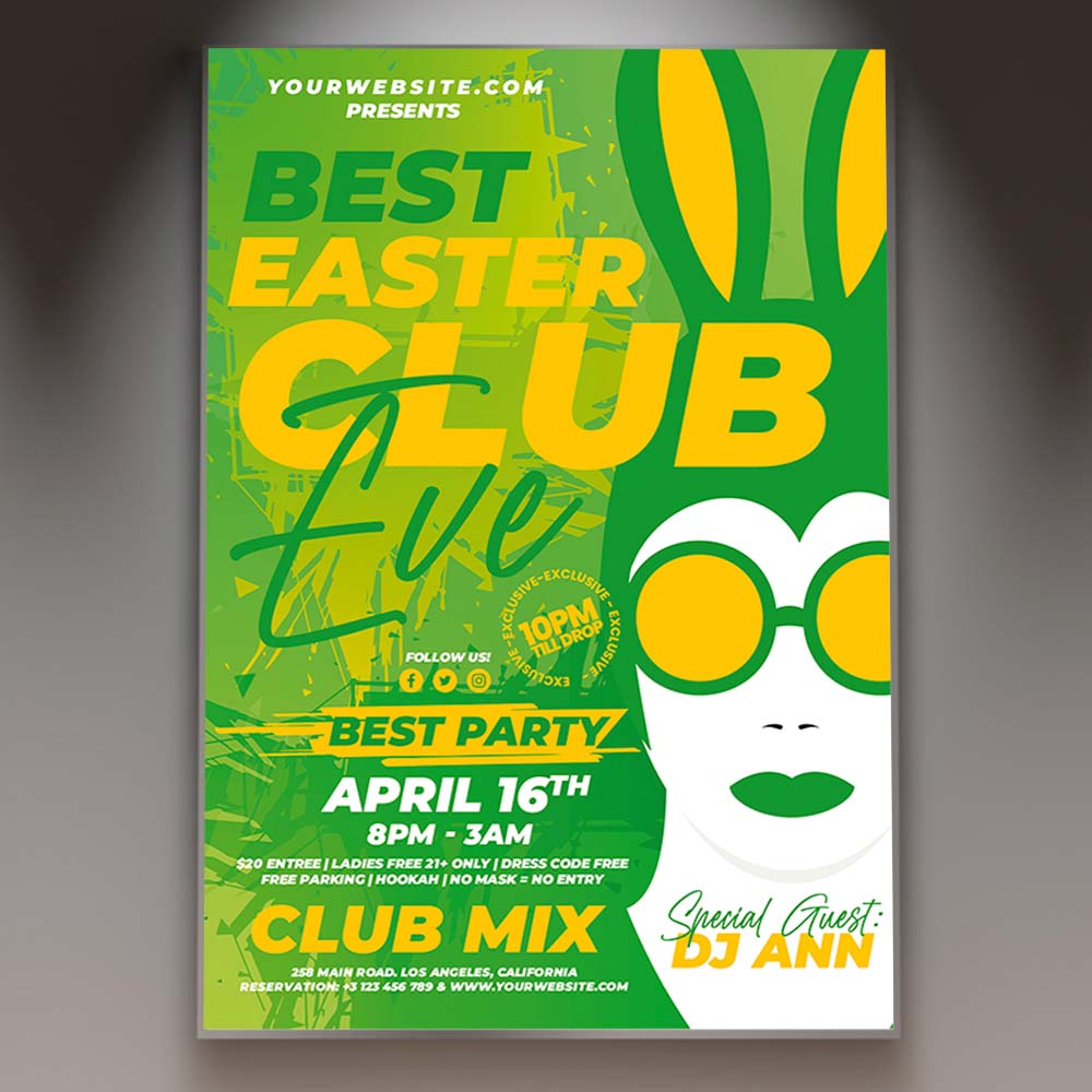 easter_spring_club_party_card_printable_template_1.jpg Easter Spring Club Party Card Printable Template - Image 1
