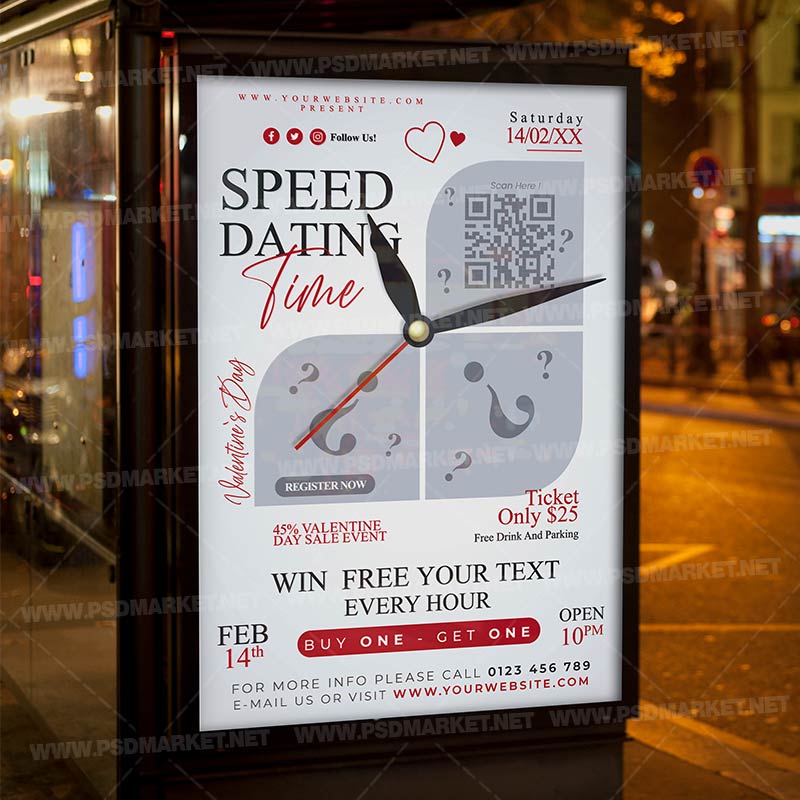 Speed Dating Card Printable Template Flyer PSDmarket