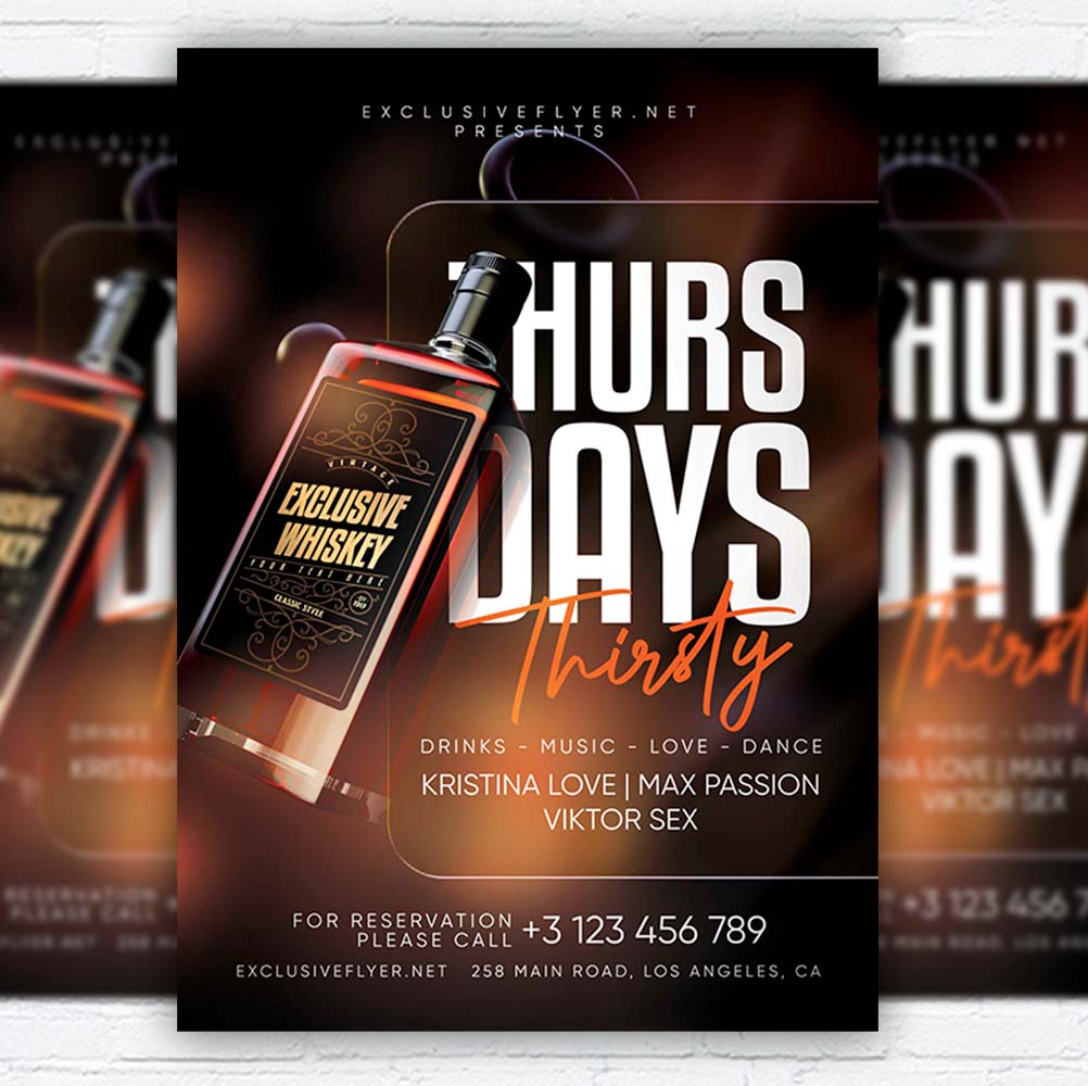 thirsty_thursdays_night-flyer-template-1.jpg Thirsty Thursdays Night PSD Template - Image 1