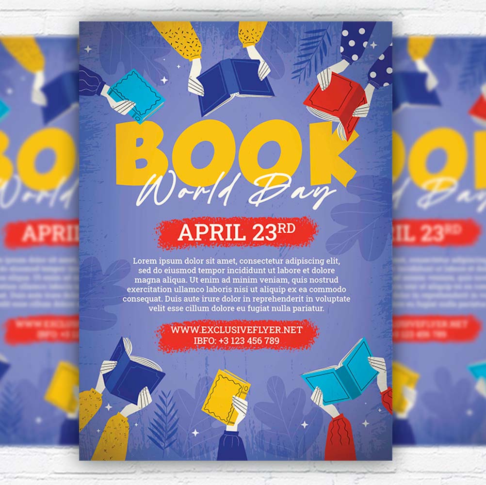 book_day_event-flyer-template-1.jpg Book Day Event PSD Template - Image 1