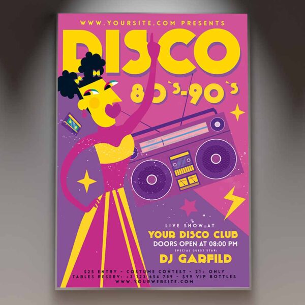 Download 80s Party Flyer - PSD Template | PSDmarketAfrican Flyer