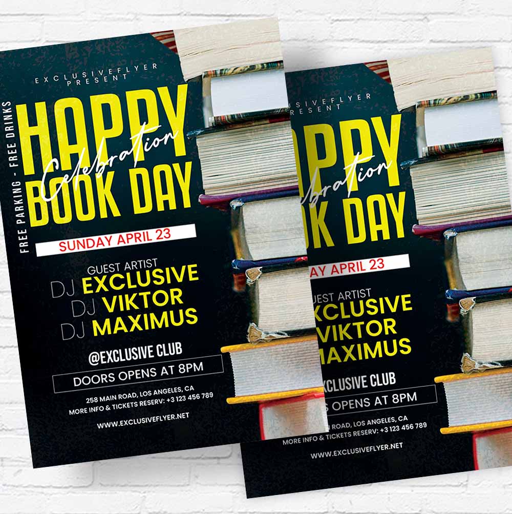 happy_book_day_celebration-flyer-template-2.jpg Happy Book Day Celebration PSD Template - Image 2