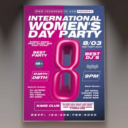 Download Womens Day Club Party Card Printable Template 1