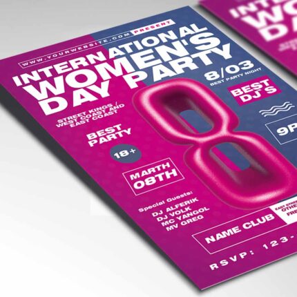 Download Womens Day Club Party Card Printable Template 2