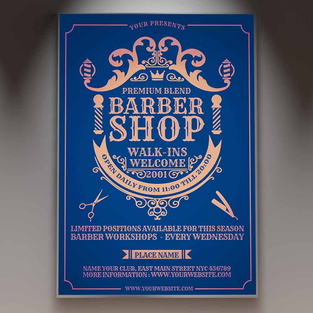 Barber Shop Event Card Printable Template Flyer PSDmarket